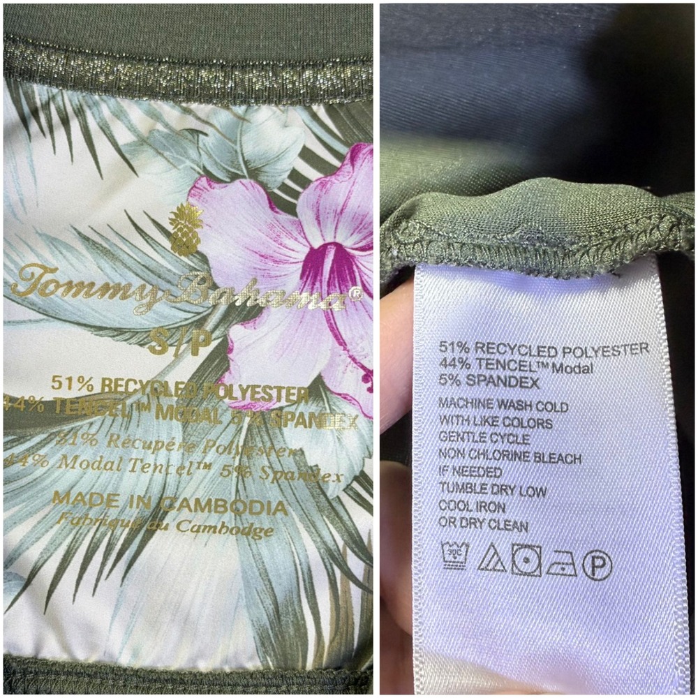 Tommy Bahama Islandsoft V-Neck Olive Green Pullover Top Sweatshirt Womens Small - Picture 8 of 11